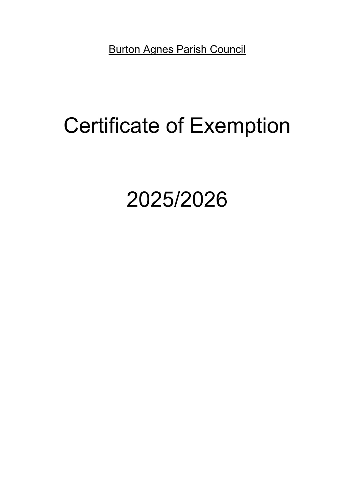 Certificate of Exemption